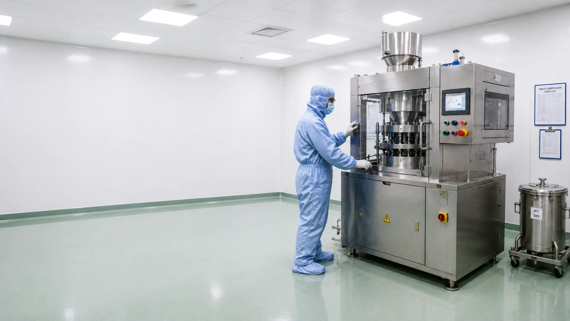 Modern pharmaceutical manufacturing facility and production equipment