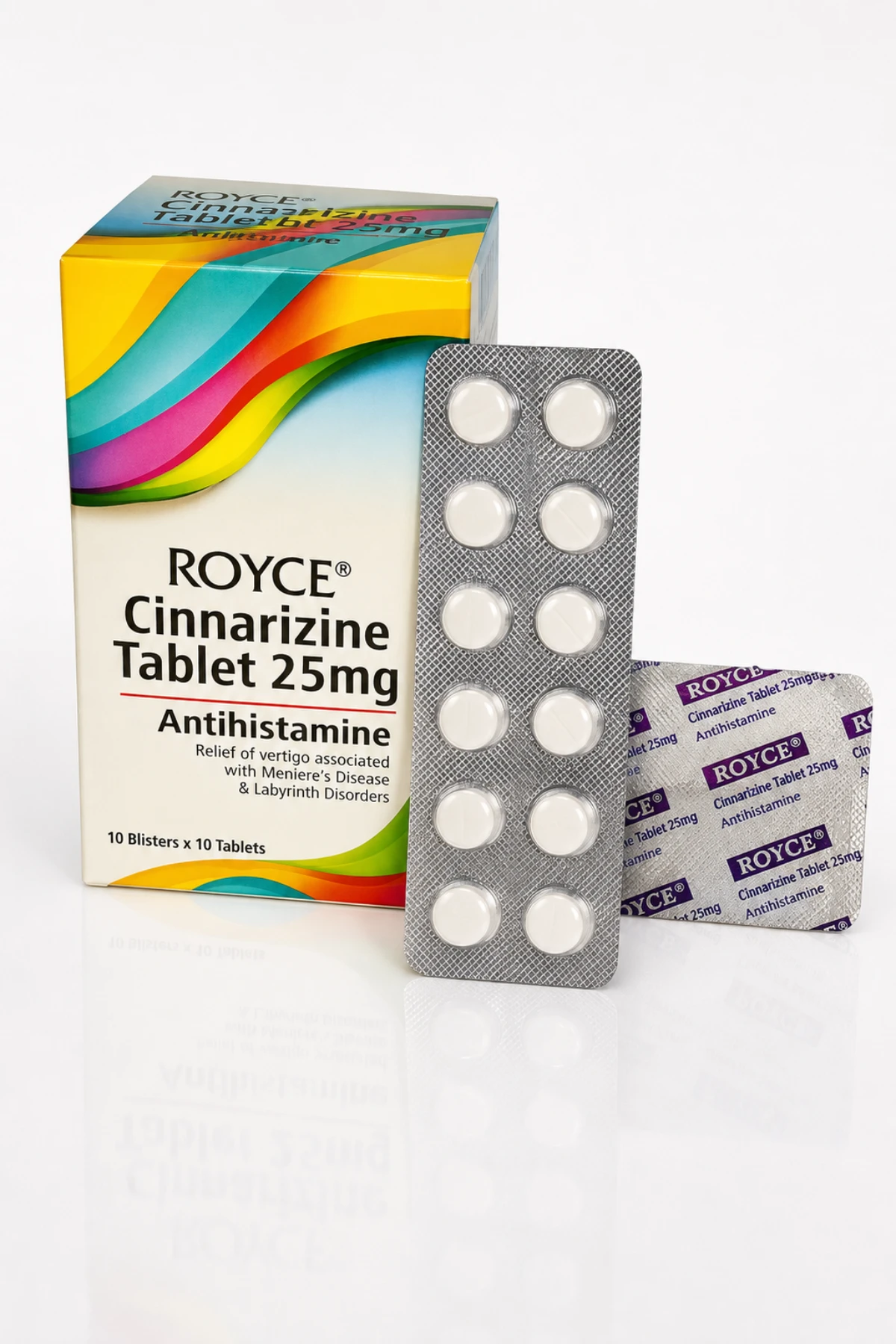 Royce Cinnarizine Tablet product packaging